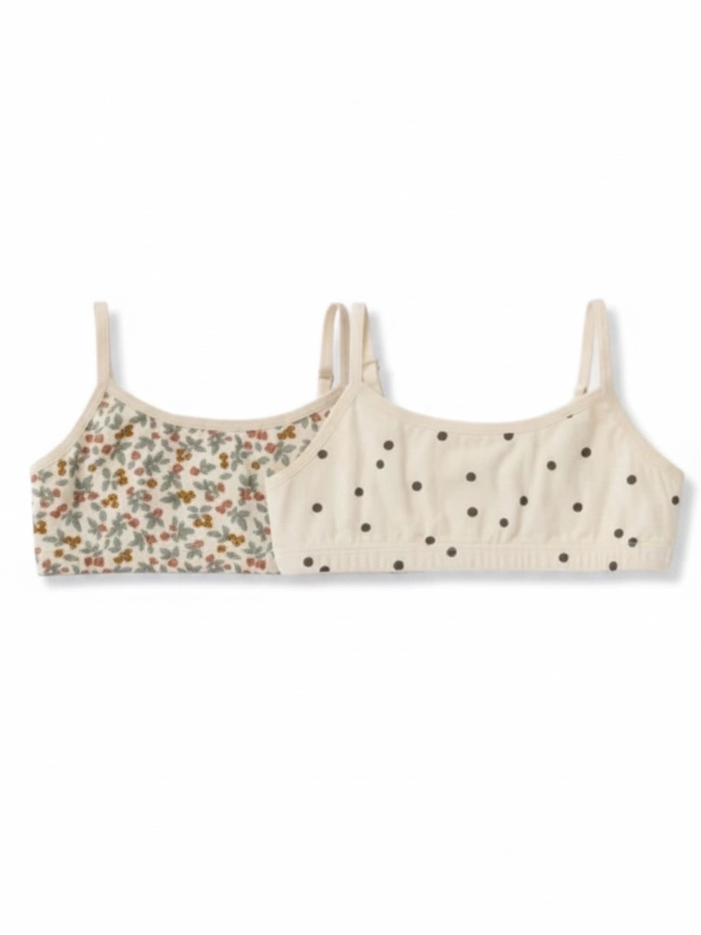 Rylee + Cru Girls 2-Pack Bralette Set Bloom Floral Polka Dot Size 6-7